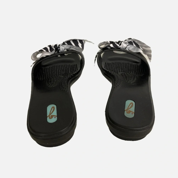 Oka B Black Zebra Bow Rubber Slides Sandals Medium Large ML 8-9 - Picture 4 of 12